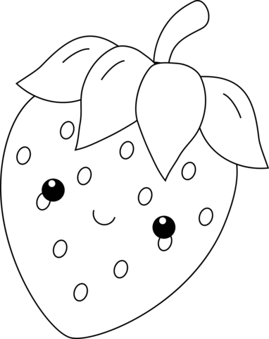 Kawaii Strawberry Coloring Page